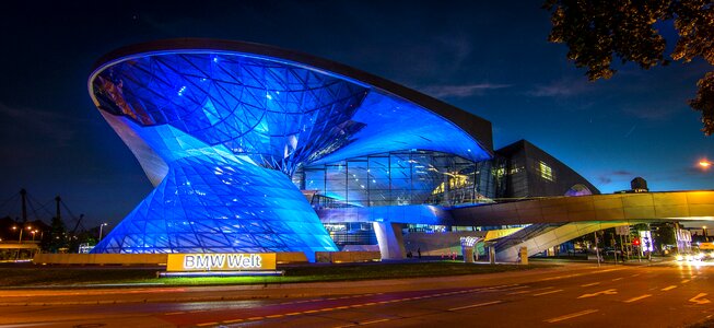 Bmw world night photograph blue hour photo