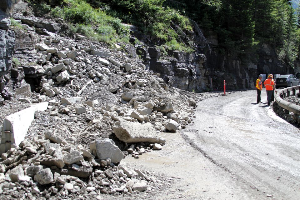 Rock slide on the Going-to-the-Sun Road