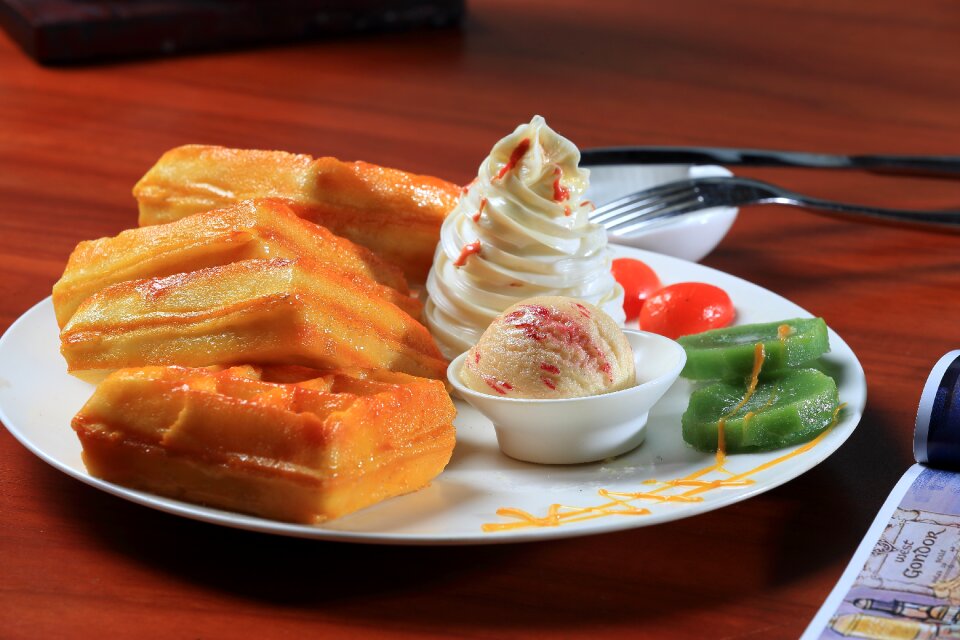 Waffles ice cream dessert