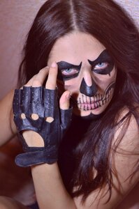 Skull drawing on the face portrait