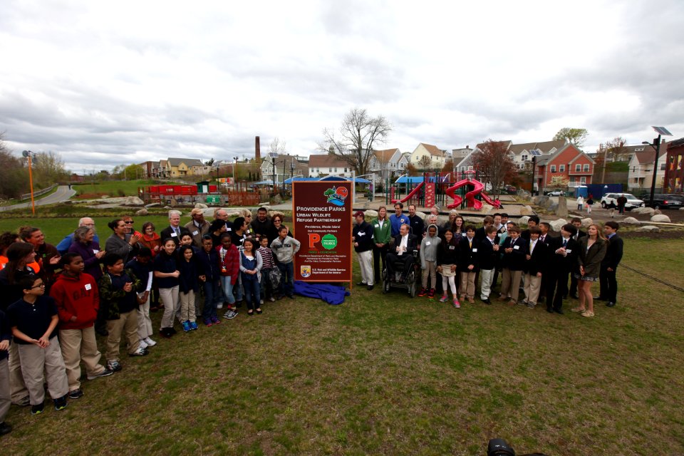 Providence Parks Urban Wildlife Refuge Partnership sign unveiling