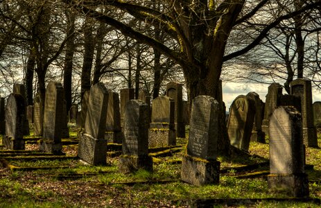 Evening sky tombstone rest photo