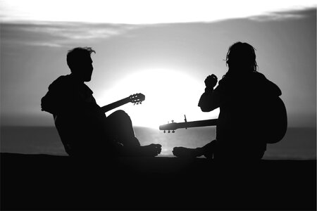 Sunset silhouette people