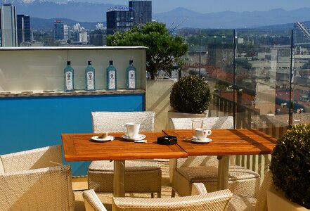 Observation deck cafe panorama of the city