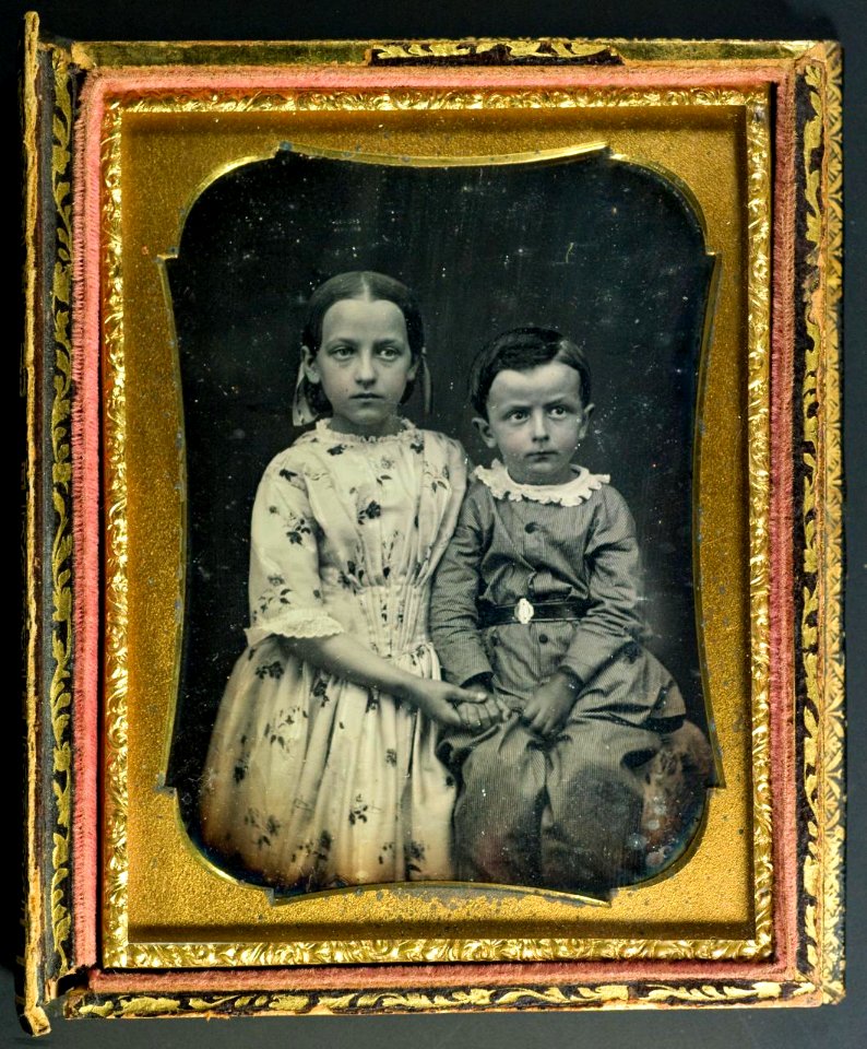 American quarter-plate daguerreotype of two young children, ca 1850