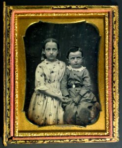 American quarter-plate daguerreotype of two young children, ca 1850 photo