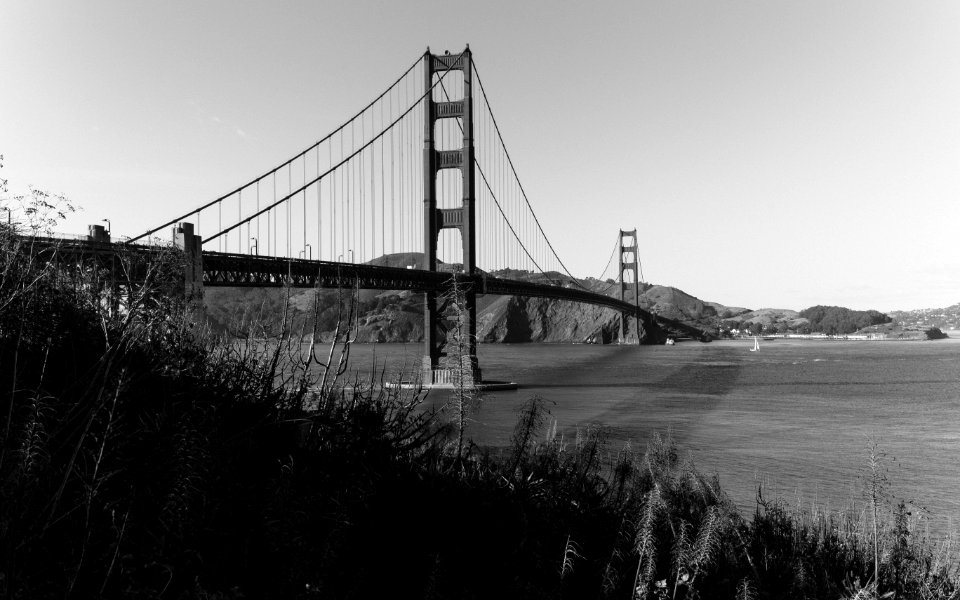 Frowea Golden Gate Bridge Black and White Wallpaper