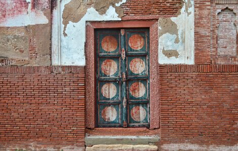 Brick wall door old