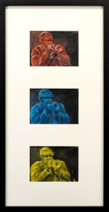 398 | Cindi Lewis | Blowing Hot & Cold | Mixed Media Monotype, Watercolor, Oil | 28x14.5