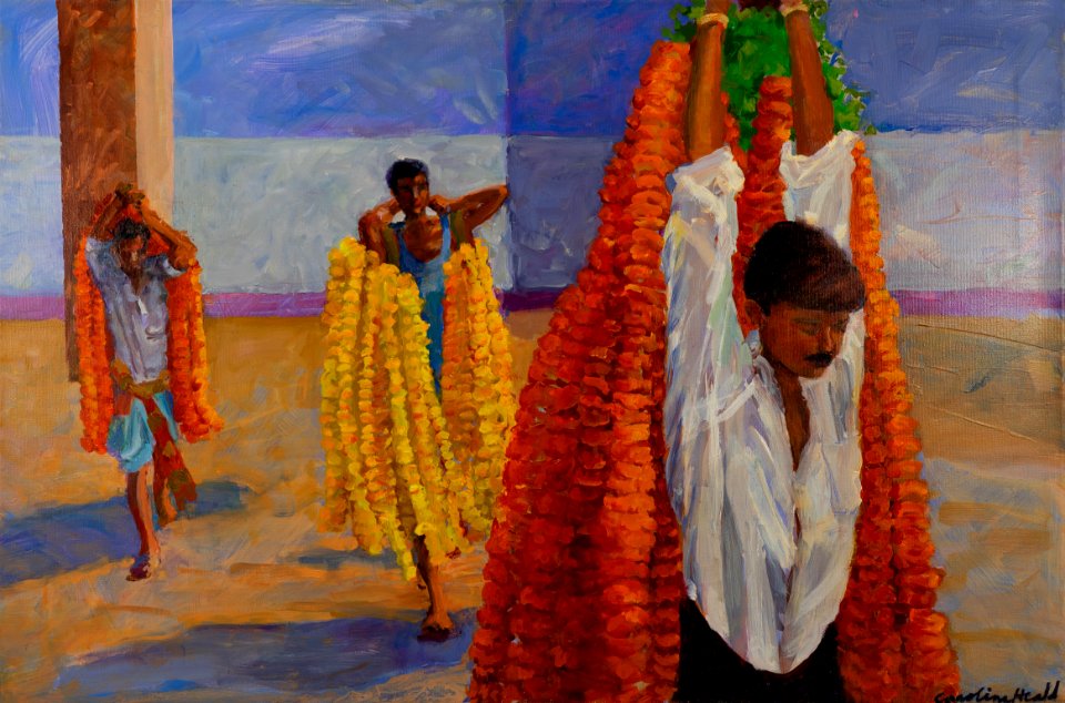 628 | Caroline Heald | Procession of Marigolds | Oil | 20x30