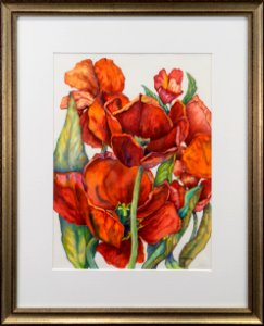 253 | Betsy LeBleu Curry | Red Poppies | Watercolor | 22x17.5