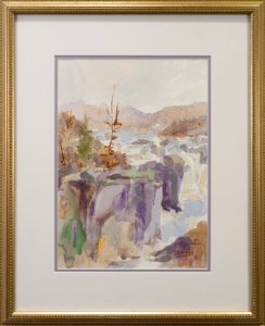 160 | Elizabeth Terry | Grey Day At Great Falls | Watercolor | 14.75x17.5