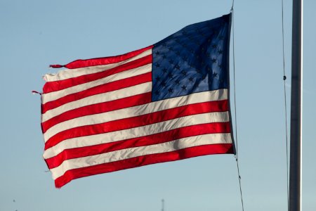 Flag flying on half staff at the court house