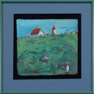 049 | Nancy Reinke | House with Red Roof | Printmaking + Guache | 10x10