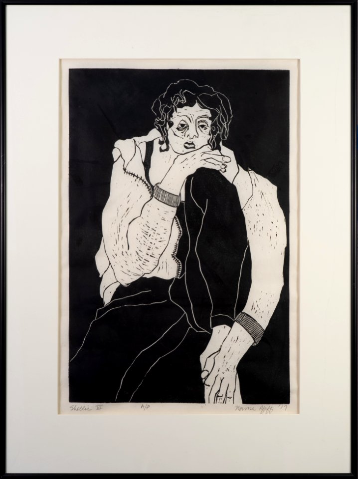 322 | Norma Pfaff | Shellie's Hoodie | Printmaking | 19x25.5