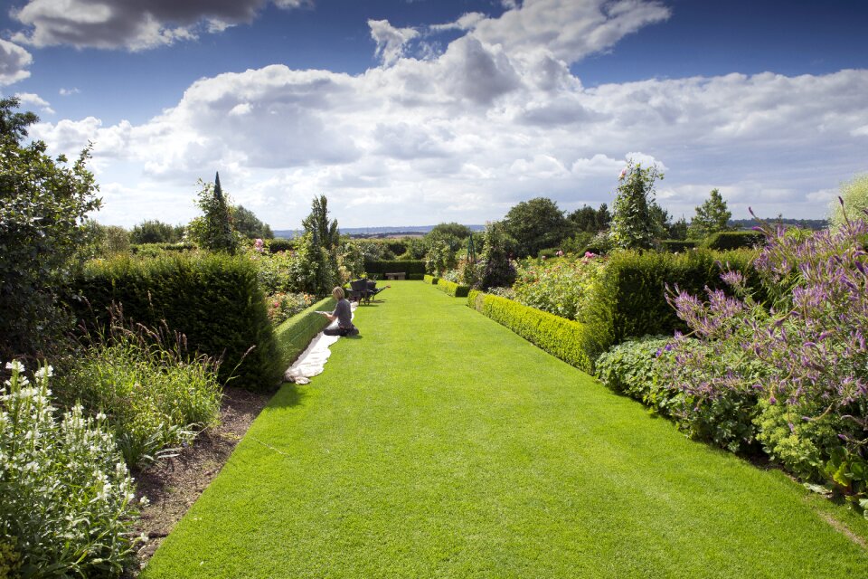 Gardener lawn blue sky