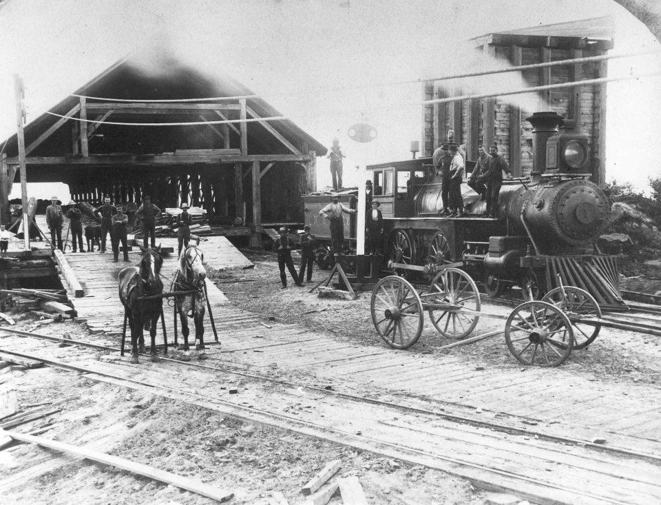 Western teminus of Nosbonsing & Nipissing Railway, at Wassi Falls, Ontario.