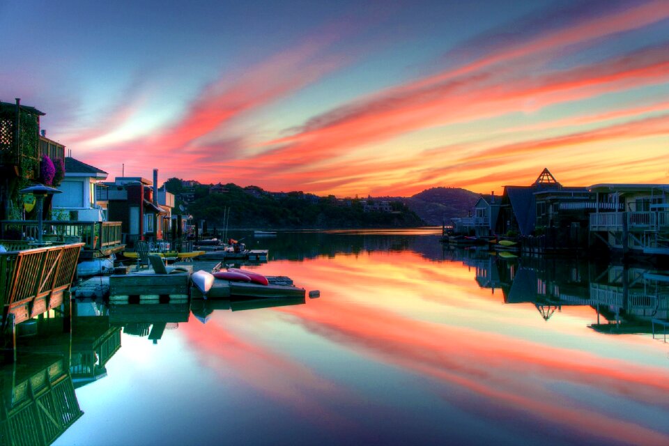Harbor dusk clouds