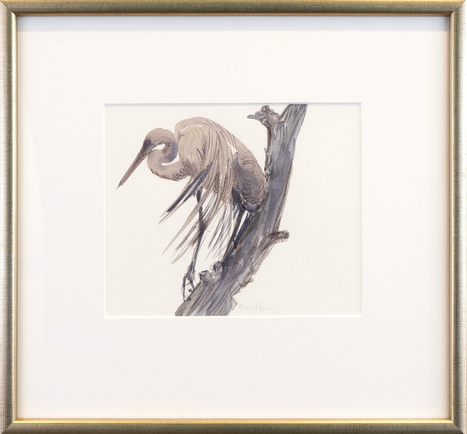 050 | Avis Fleming | Wetlands Egret | Watercolor | 15x16