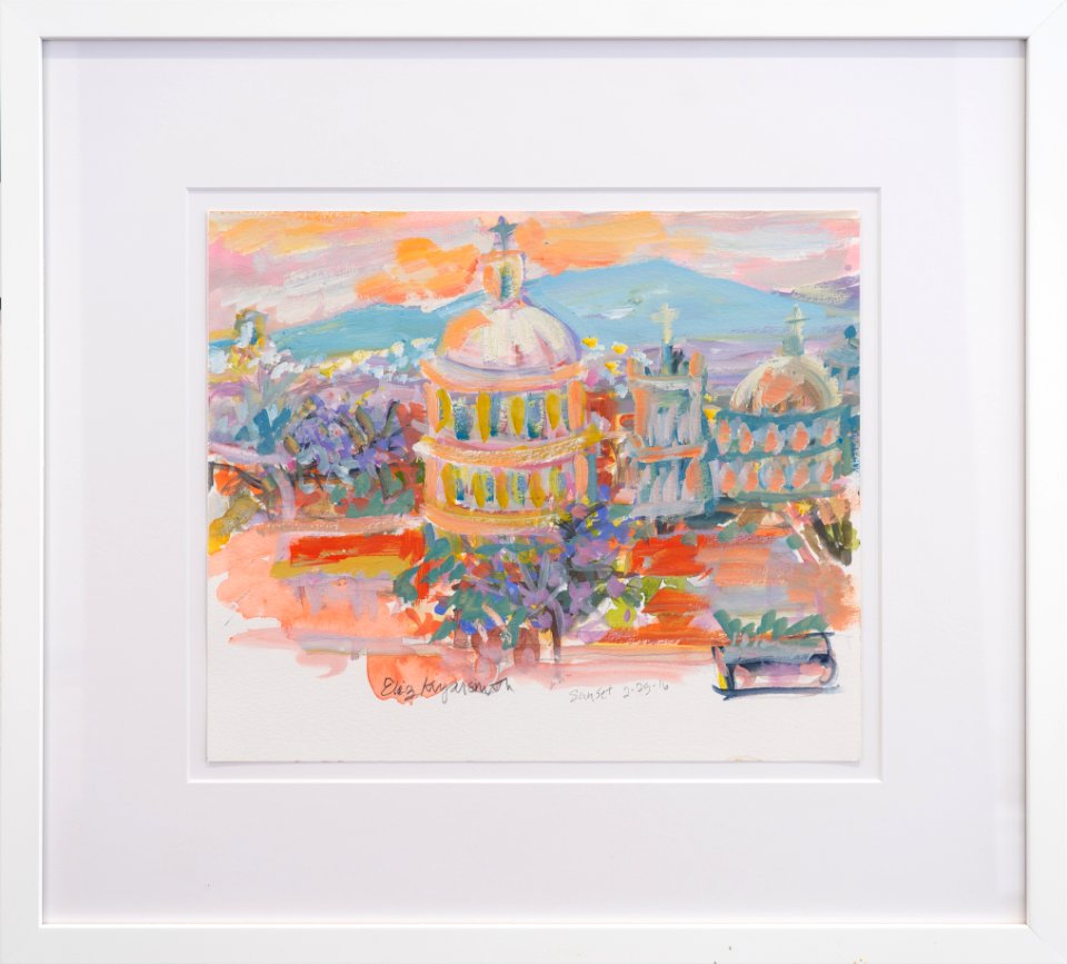 573 | Elizabeth Kupersmith | Sunset San Miguel | Gouache | 22x29
