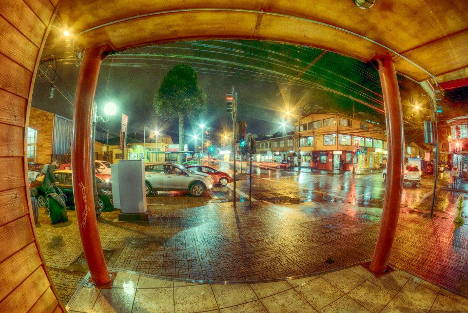 Lluvia en Calle San Martín. Castro Chiloé Chile.