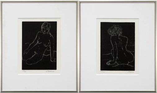 005 | Mary Ann Stevens | Leaning Figure I (A), Leaning Figure II (B) | Printmaking | 22x26
