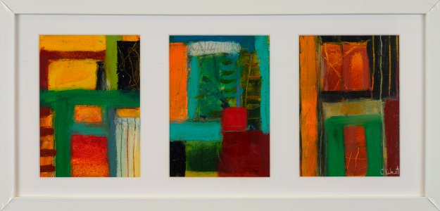 326 | Cristy West | Triptych with Earth Tones | Acrylic | 10x21