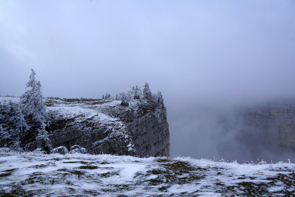 Switzerland cliff fog