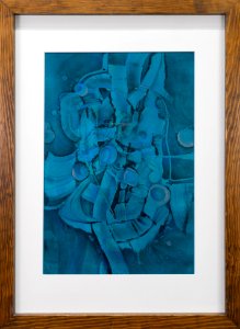 563 | Betsy LeBleu Curry | Blue Abstract | Mixed Media | 26x18