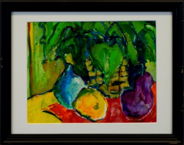 028 | Carol Kennedy | Potted Plant with Fruit | Mixed Media | 11x14