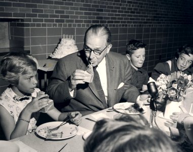 Secretary Benson  drinking milk October 1956