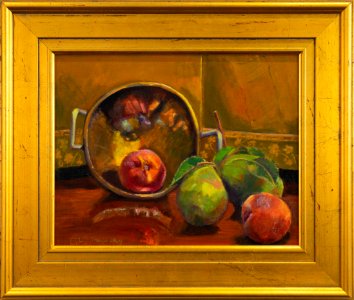 566 | Trudy Levy | Antique Bowl with Fresh Fruit | Oil | 17x20