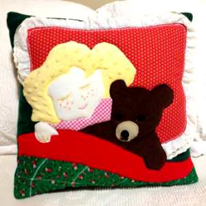 Girl & Bear Pillow-080052