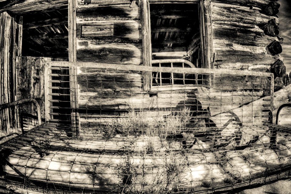 rusted bench cabin