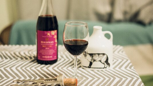 Wine beaujolais nouveau glass
