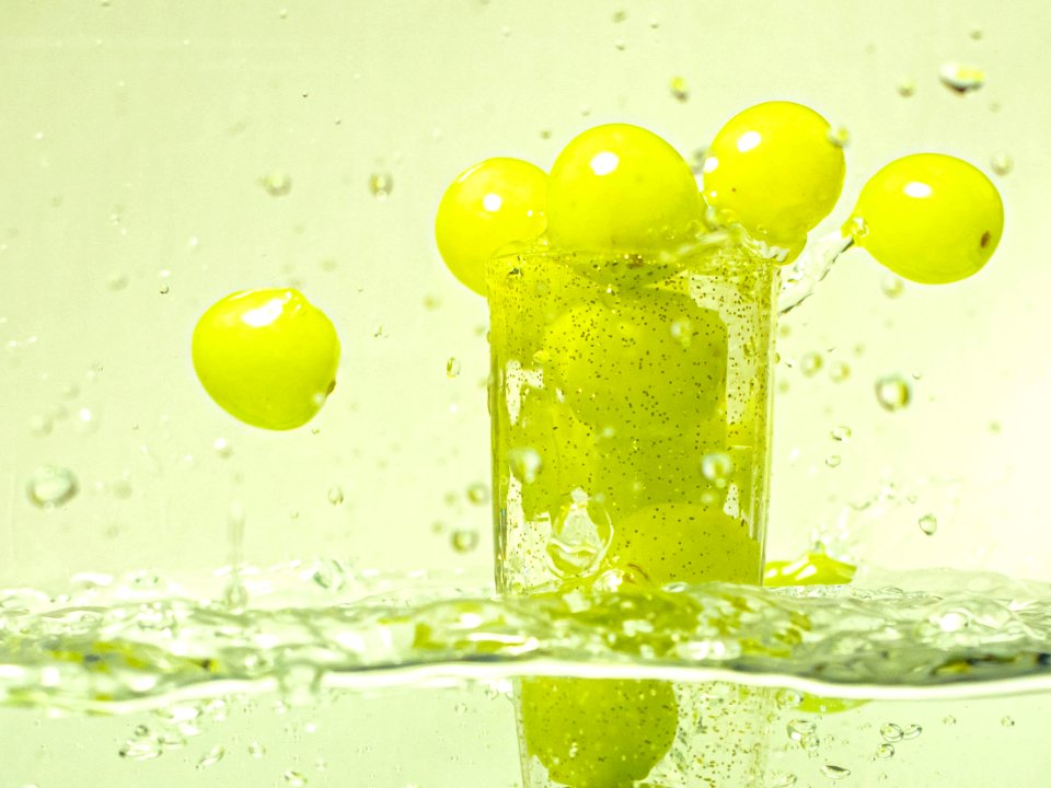 Grapes Mid-Air with Splashing