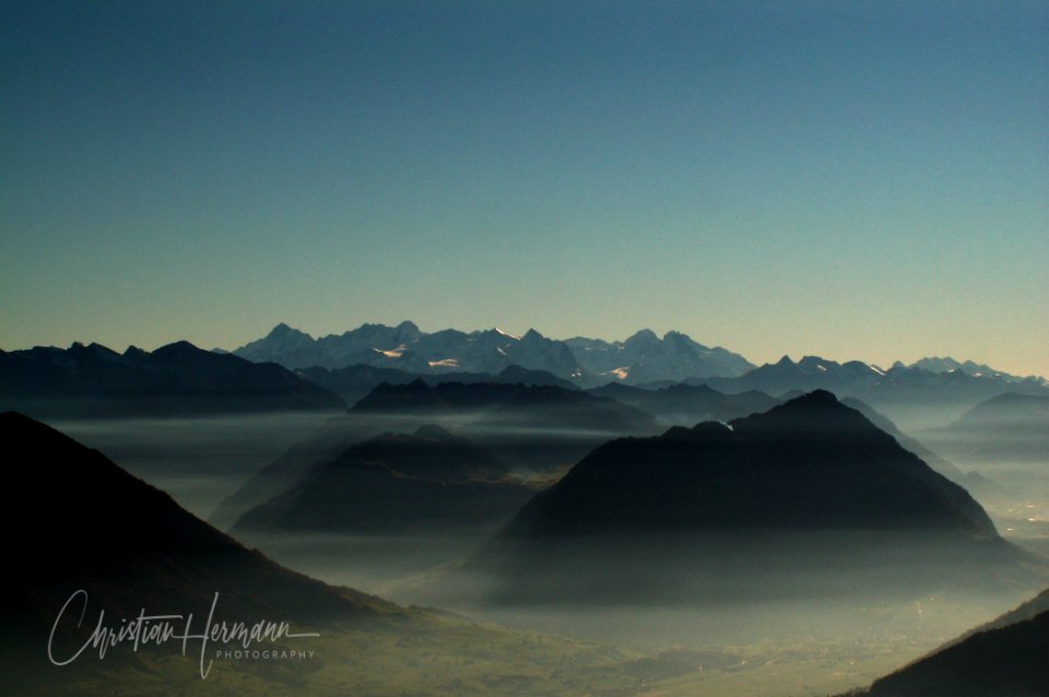 evening in autumn, alps, Switzerland