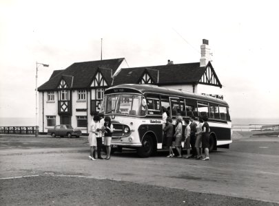 066034: A Wakefields Coach outside Gibraltar Rock pub, Tynemouth