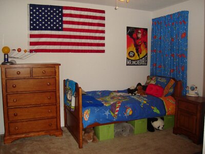American flag bedroom interior