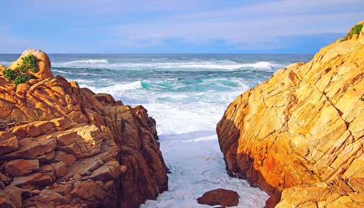 Waves shore rocks