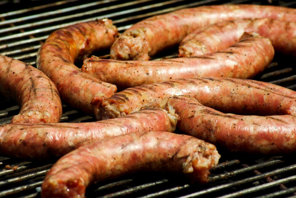 Barbecue sausages grilling