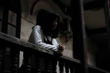 Retro old wooden windows dark