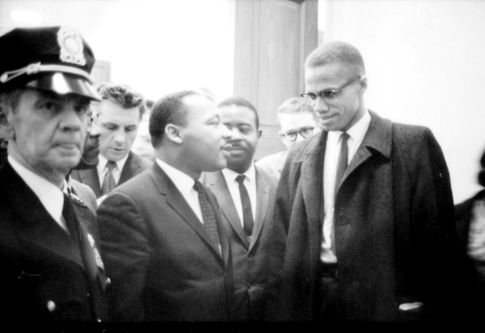 No Known Restrictions: "Martin Luther King and Malcolm X Waiting for Press Conference"  by Marion S. Trikosko, March 26, 1964 (LOC)