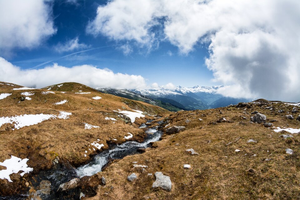 Mountain snow blue photo