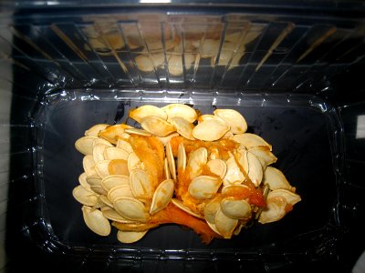 Pumpkin seeds - macro, flash, plastic box stabilized