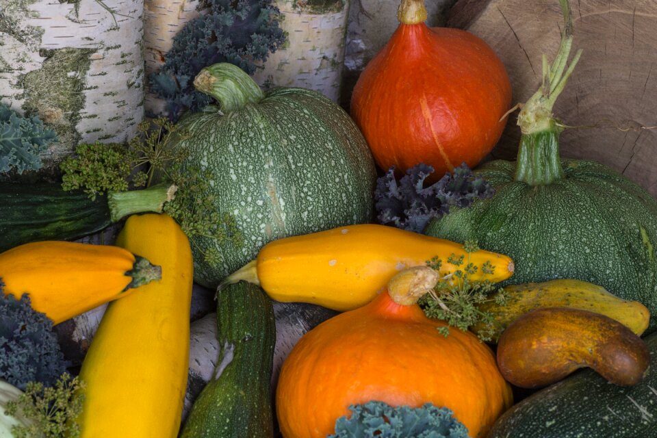 Still life fruit pumpkins