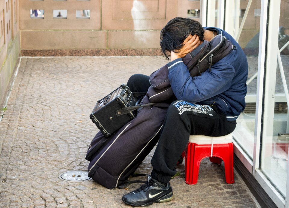 Exhausted performer resting