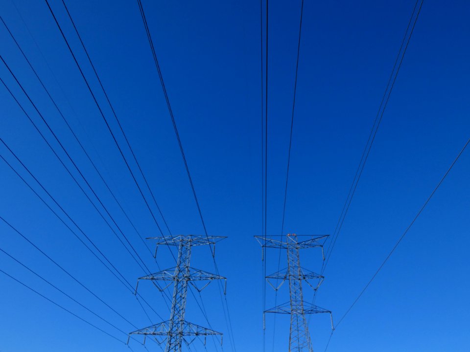 Powerlines on a Clear Winter Morning