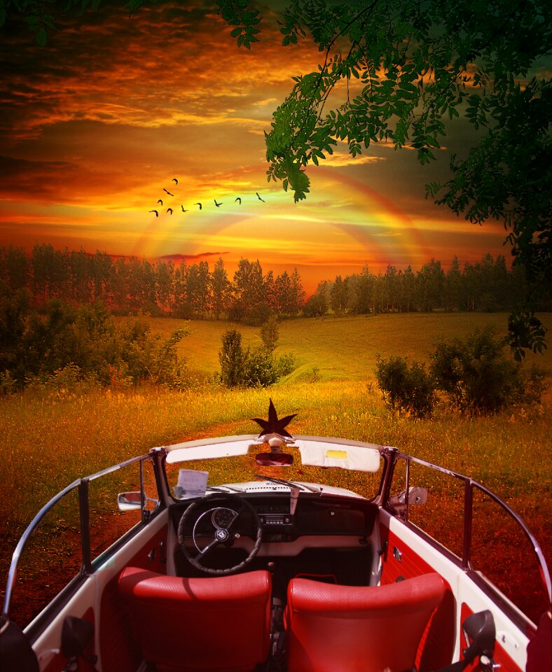 Landscape sunset sky
