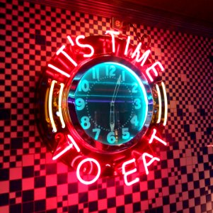 It's Time to Eat Neon Clock